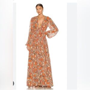 NWT ALC Mariana Tiered Maxi Dress in Citrus Orange